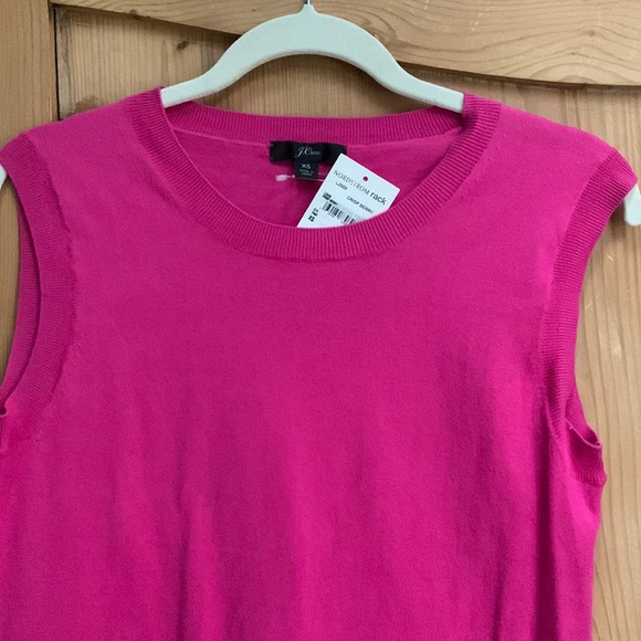 J Crew 💕 Hot Pink Cotton Sleeveless Tank Blouse XS Barbie Pink Crisp Berry NWT - Picture 5 of 11